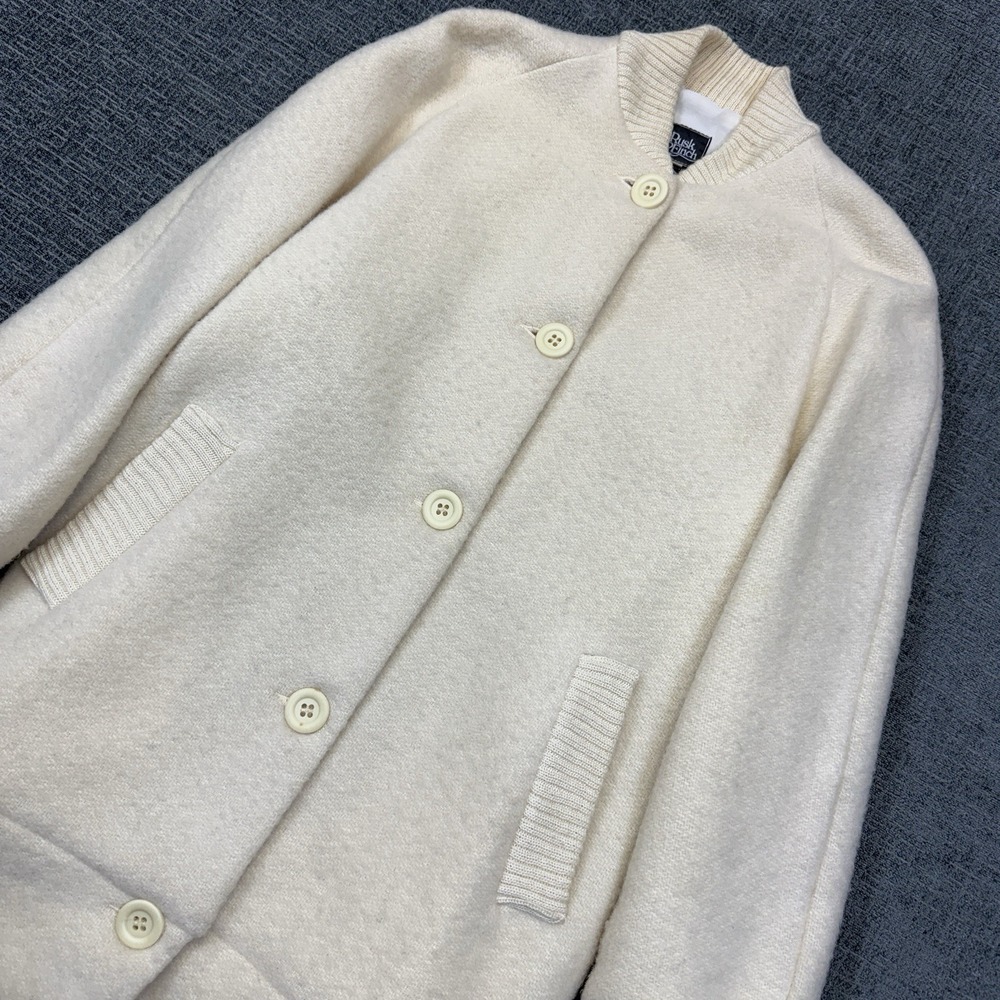 Vintage Rusk And Finch‎ Cardigan Women's S/M Creame Pure New Wool Button